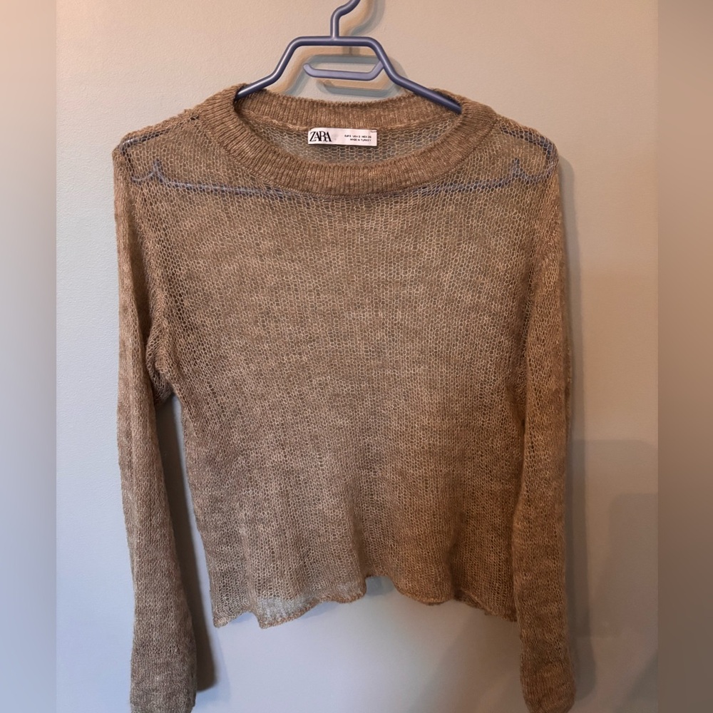 Zara long sleeve semi-sheer top